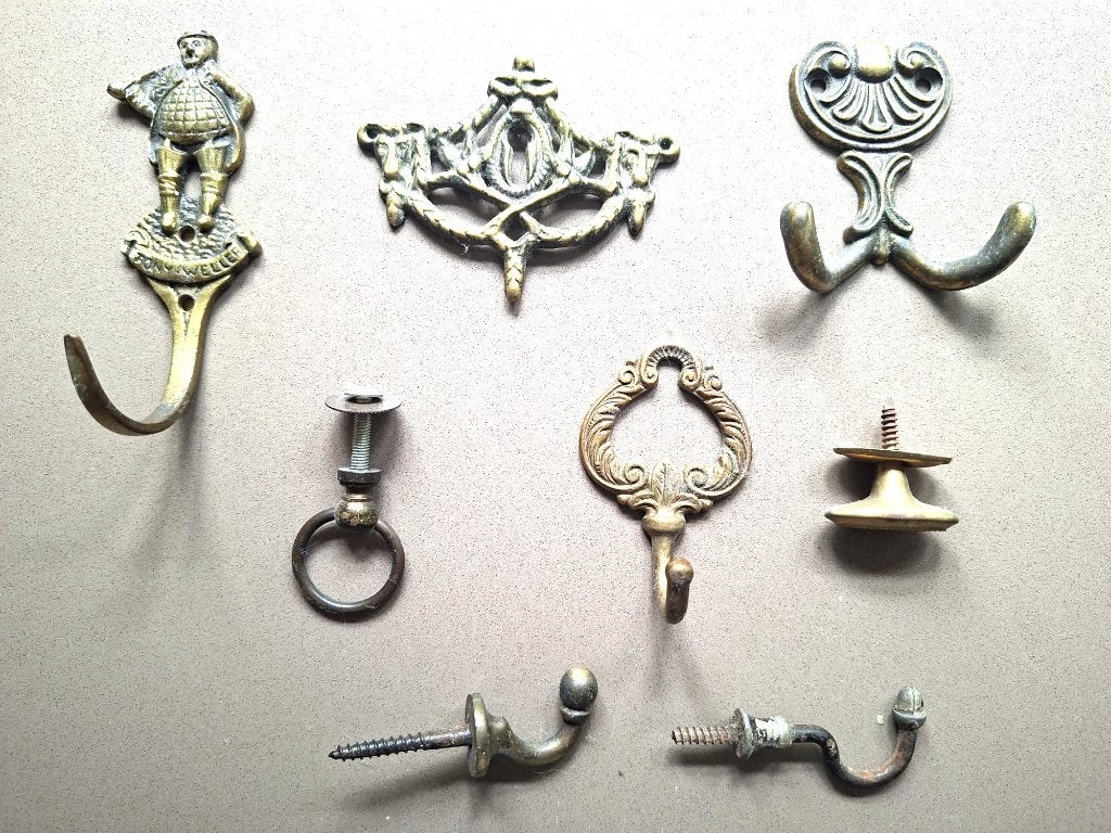 Antiek koperen haken meubelbeslag sleutelplaat, Antiek en Kunst, Ophalen of Verzenden, Koper