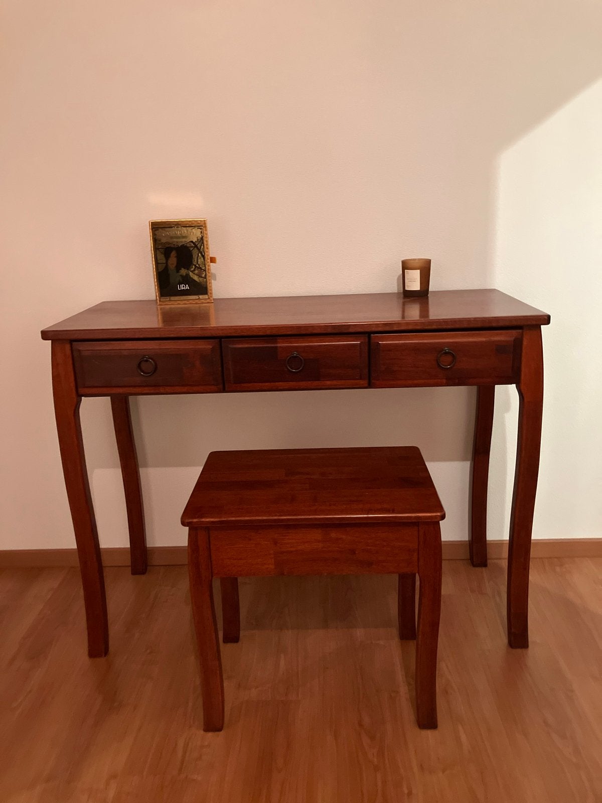 Houten sidetable met krukje - Klassieke stijl, Ophalen, Gebruikt, 100 tot 150 cm, Minder dan 100 cm