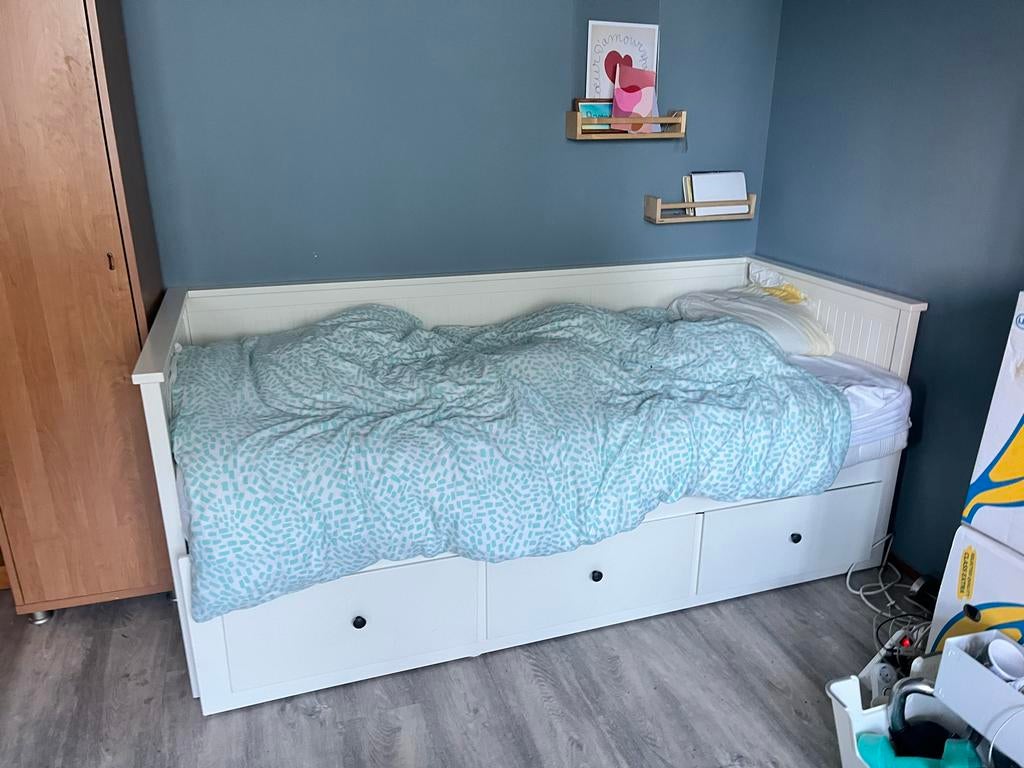 IKEA Hemnes bed of bedbank met 3 lades, 1 en 2 persoons, Gebruikt, Wit, Tweepersoons, Ophalen of Verzenden