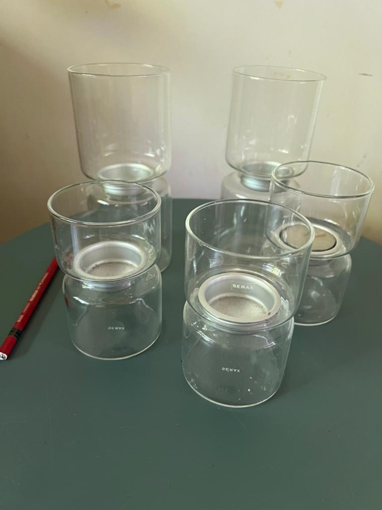 5st SERAX glazen waxinelichthouders, Ophalen of Verzenden, Zo goed als nieuw, Overige materialen, Kandelaar