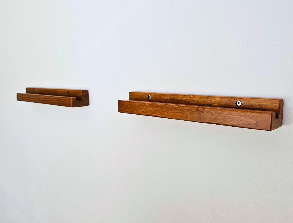 Foto 2 van Set van 2, houten LP Wandhouders 33 cm - vinyl wall