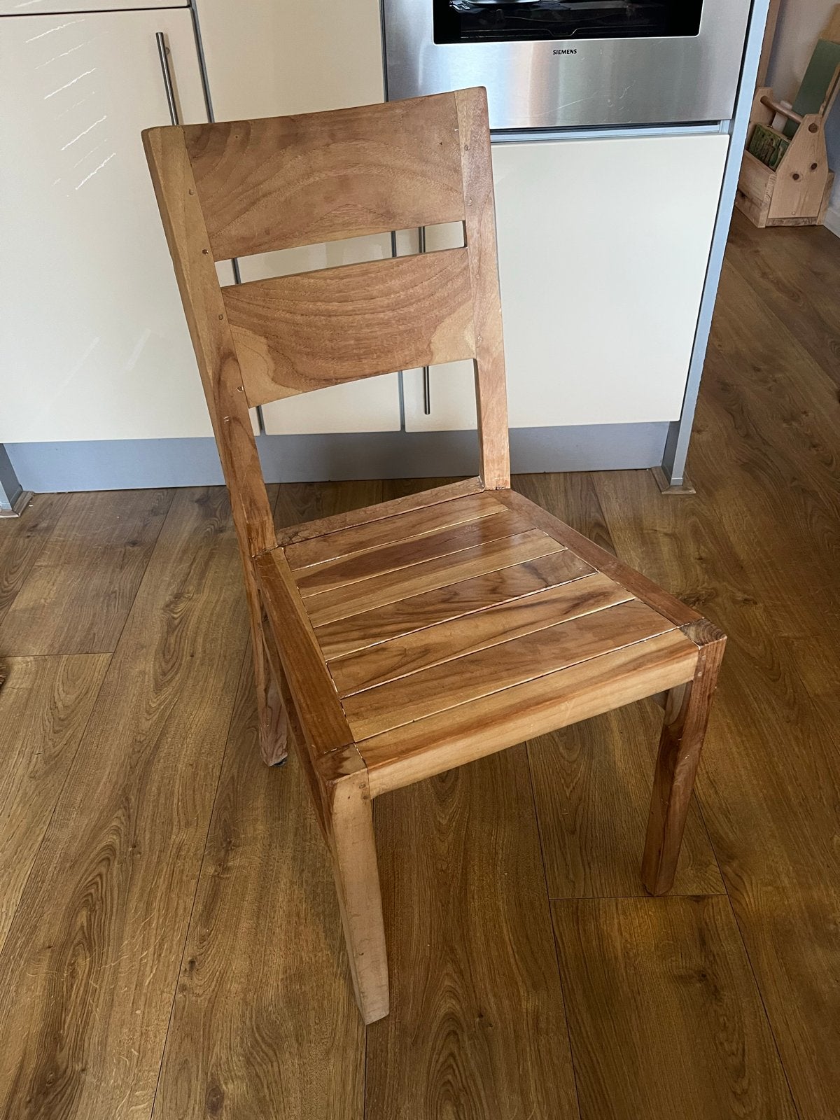 Set van 4 houten eetkamerstoelen, Ophalen, Gebruikt, Bruin, Vier