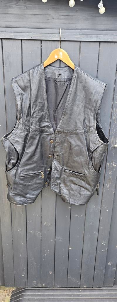 Stoere leren biker gillet met opdruk, maat xxl., Ophalen of Verzenden, Overige maten, Zwart