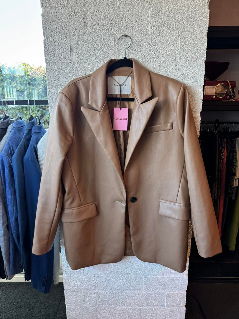 Loavies faux leren blazer maat L bruin, Kleding | Dames, Ophalen of Verzenden, Gedragen