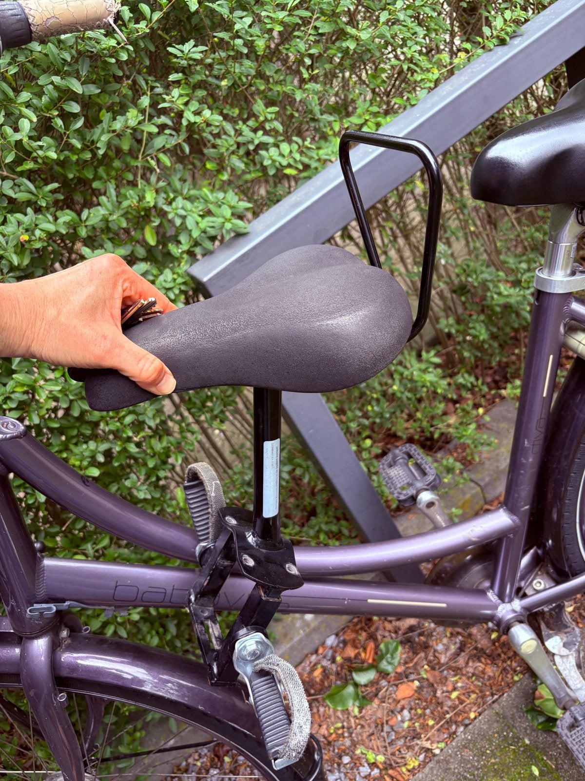 Zadel op stang Fietszitje voor kinderen voor op damesfiets, Voorzitje, Ophalen of Verzenden, 0 t/m 13 kg, Gebruikt