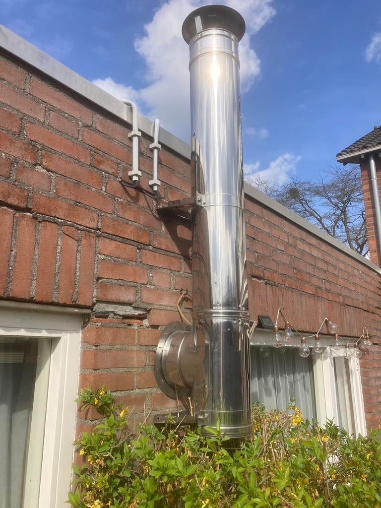 Rookafvoer / rookkanaal, Doe-het-zelf en Verbouw, Buizen en Afvoer, Gebruikt, Overige typen, Rvs, Minder dan 2 meter, 80 mm of meer