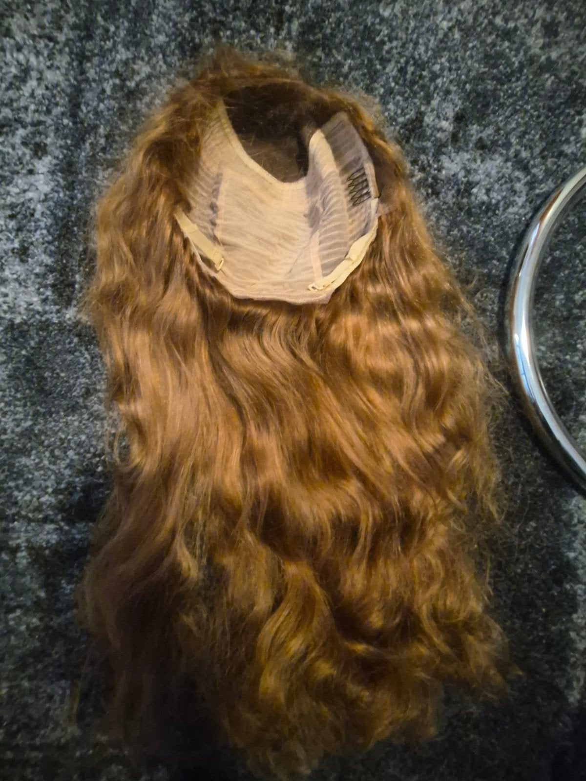 warm goudblond haarwerk pruik echt haar lace wig, Verzenden, Zo goed als nieuw, Pruik of Haarverlenging