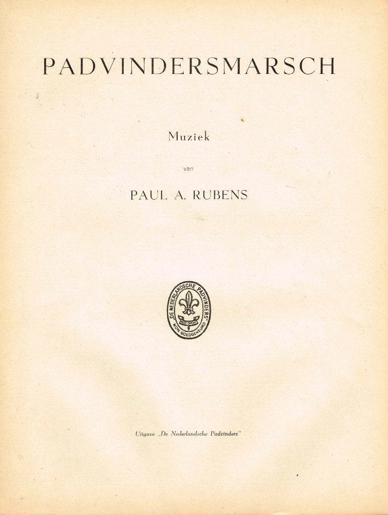 scouting Padvindersmarsch, Bladmuziek van Paul Rubens ca1920, Verzamelen, Scouting, Ophalen of Verzenden, Zo goed als nieuw, Embleem, Speld of Insigne