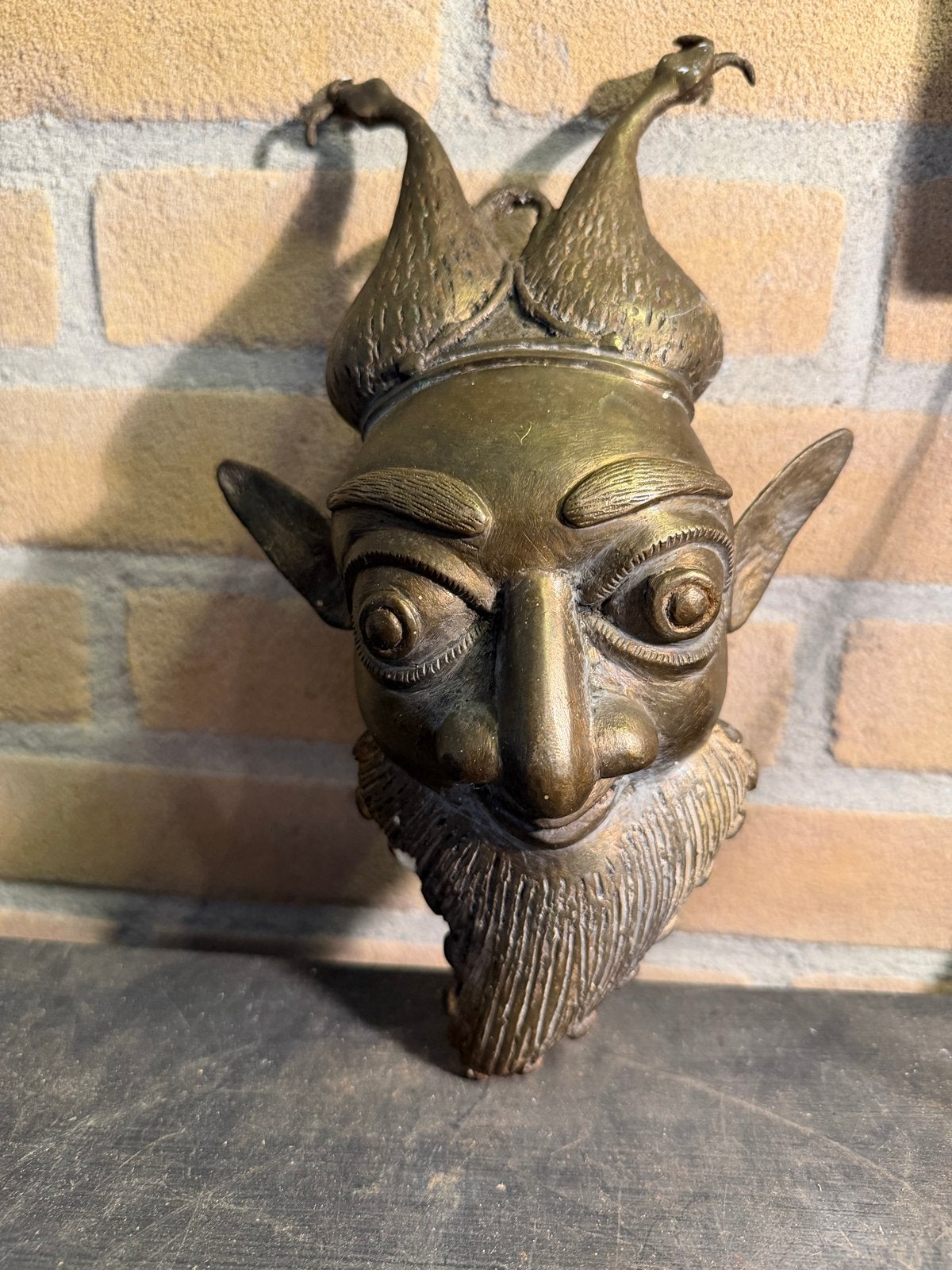 Messing Muur Masker - Elf/Trol Hoofd, Ophalen of Verzenden