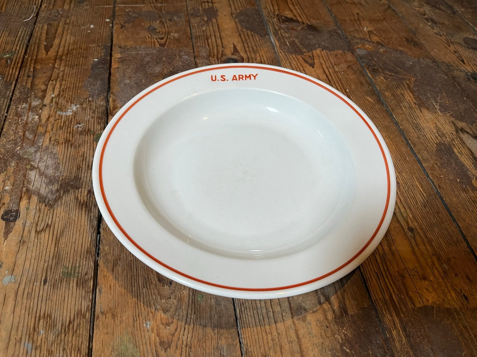 Vintage U.S. Army Soepbord - Wit met Rode Rand, Antiek en Kunst, Ophalen of Verzenden