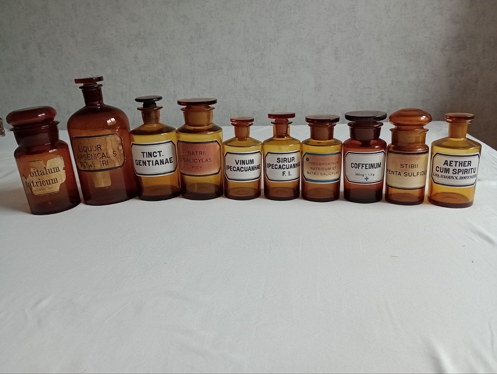 Brocante Apothekerspotten assorti bruin, Ophalen of Verzenden