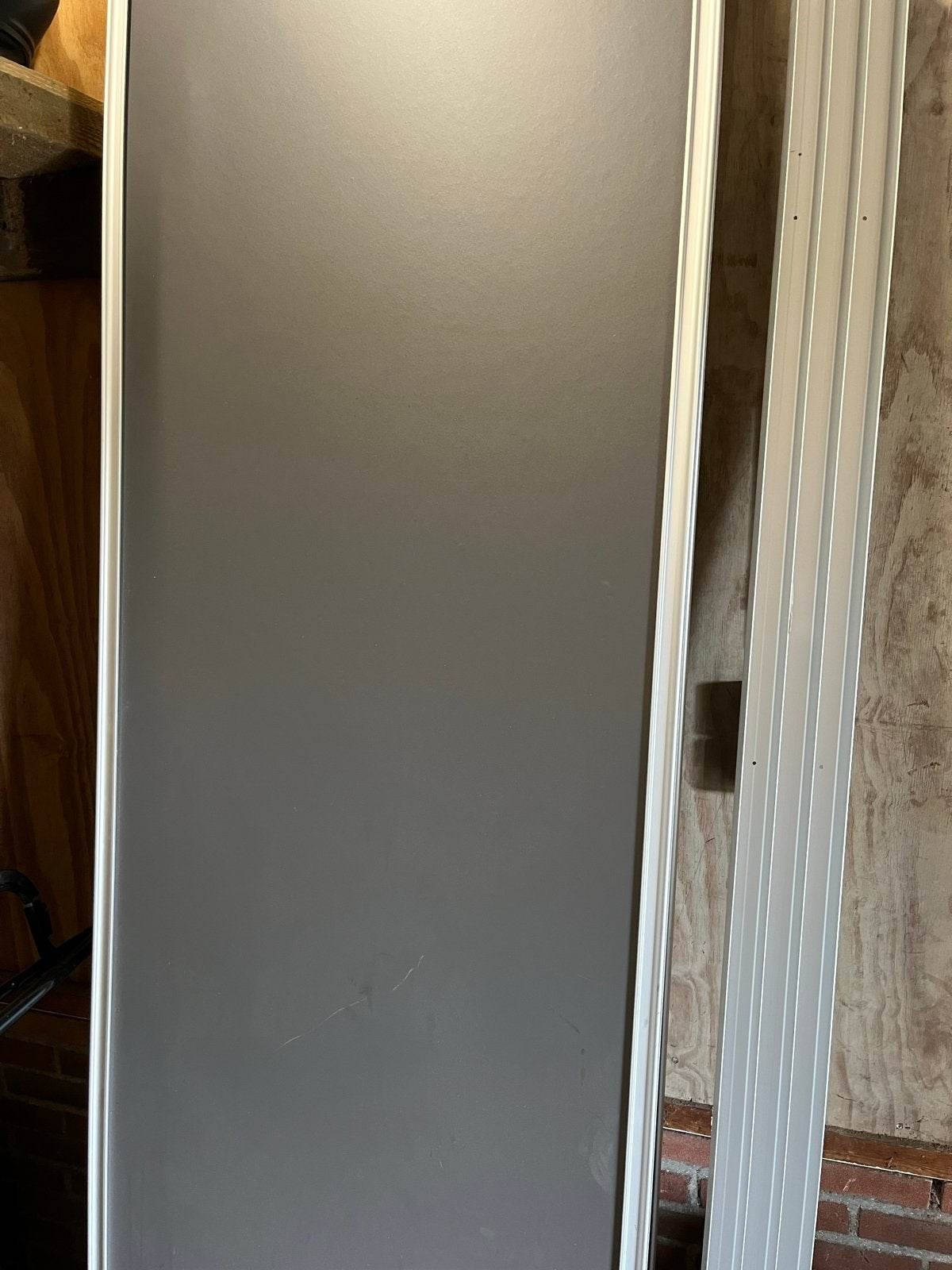 Grijze schuifdeuren met frame, Ophalen, Kunststof, Gebruikt, Minder dan 80 cm