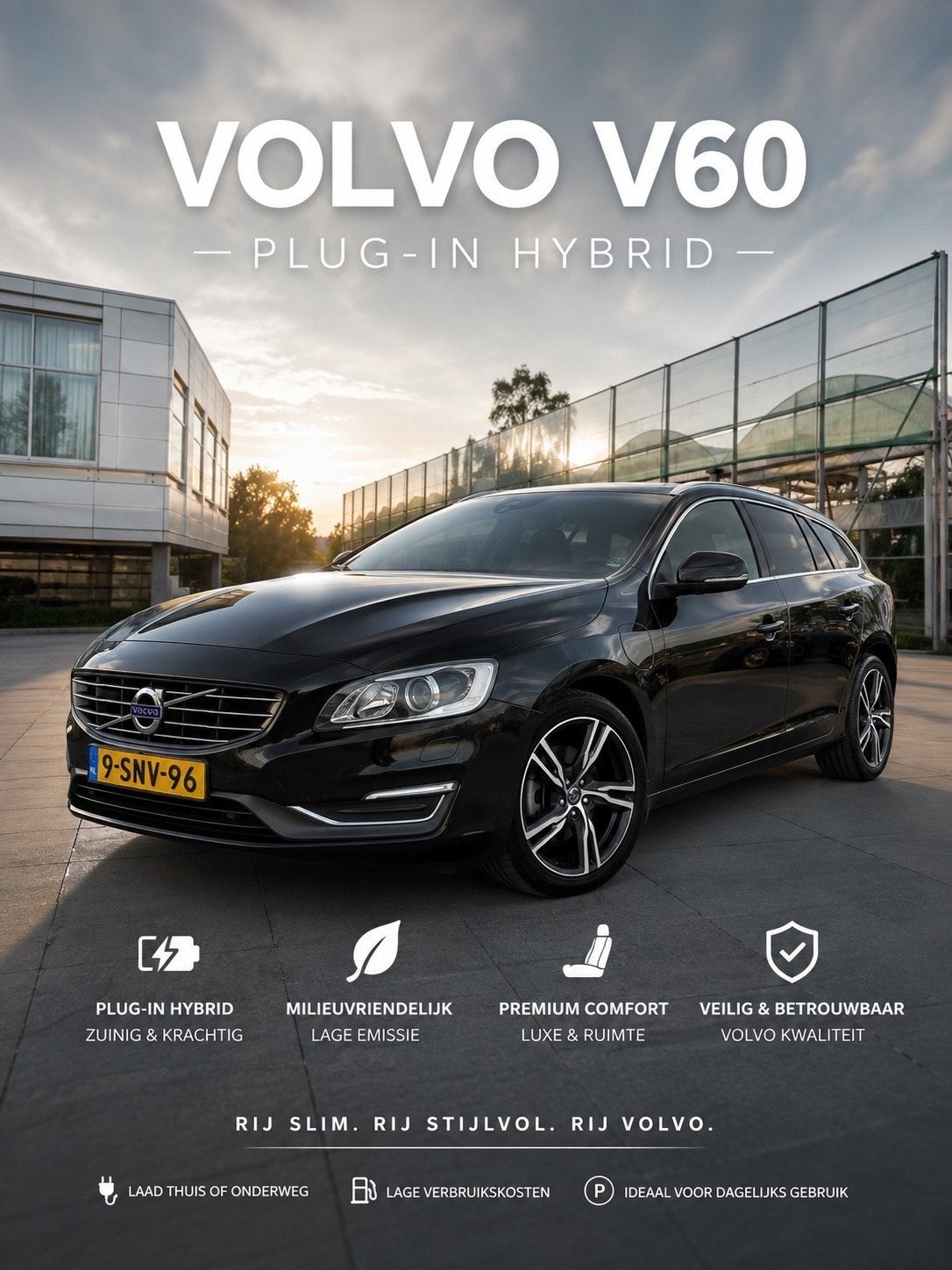 Volvo V60 D6 215pk Plug-in Hybrid 2013 Zwart, Auto's, 1849 kg, 1800 kg, Zwart, Particulier