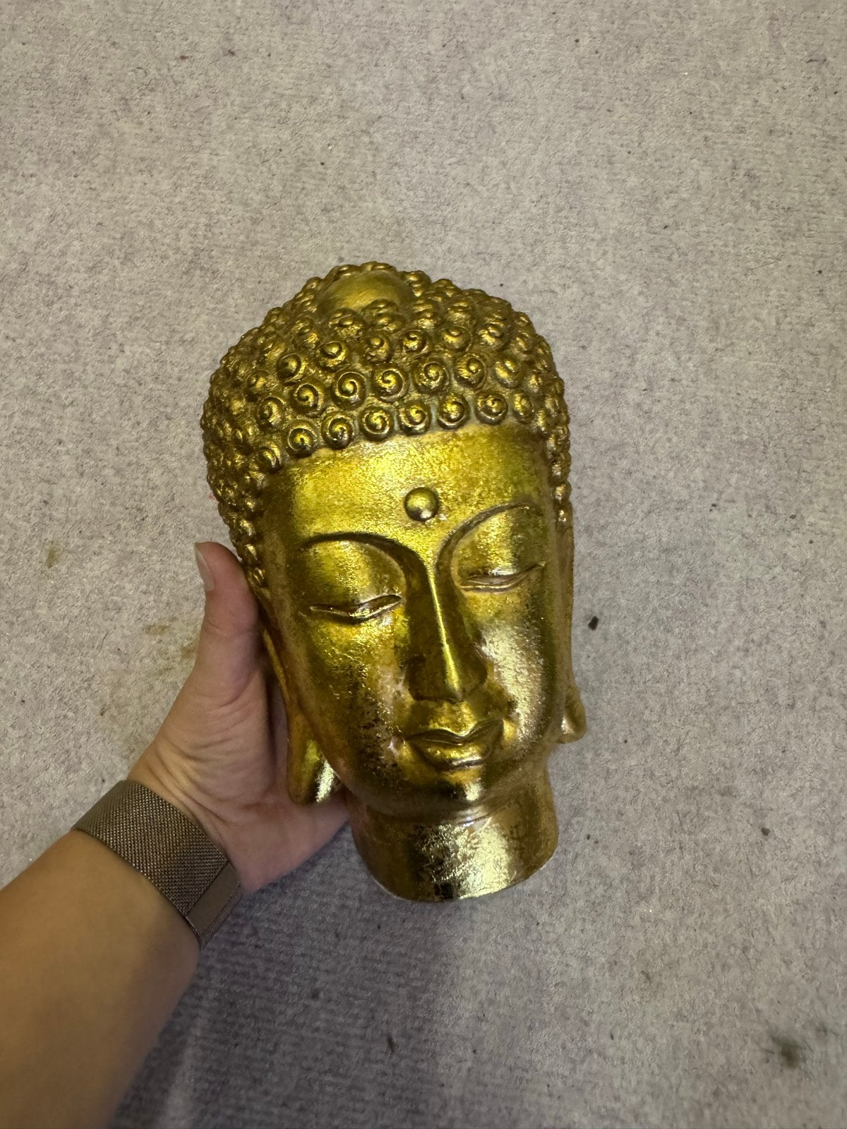 Gouden Boeddha Hoofd - Decoratief Beeld, Huis en Inrichting, Ophalen, Gebruikt, Goud, Gouden accenten