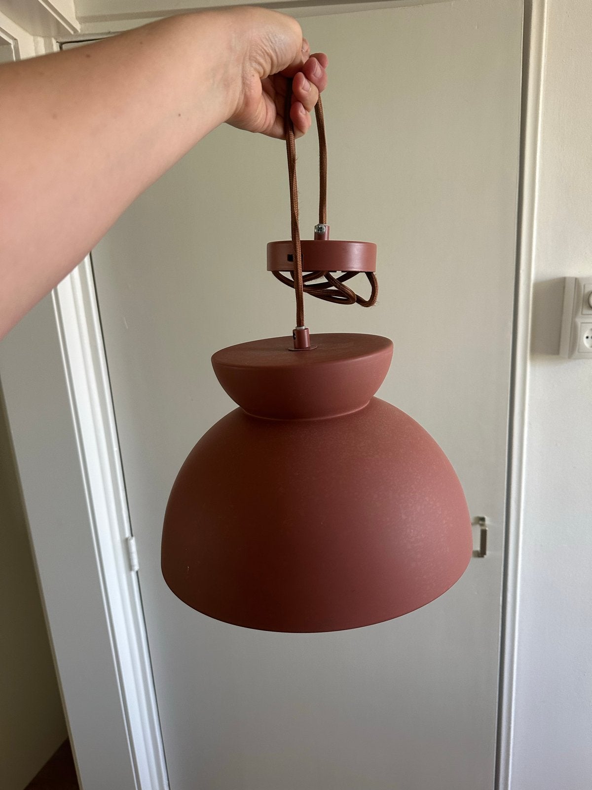 Moderne terracotta hanglamp Nela Karwei, Ophalen of Verzenden, Nieuw, Metaal, E27 (groot)