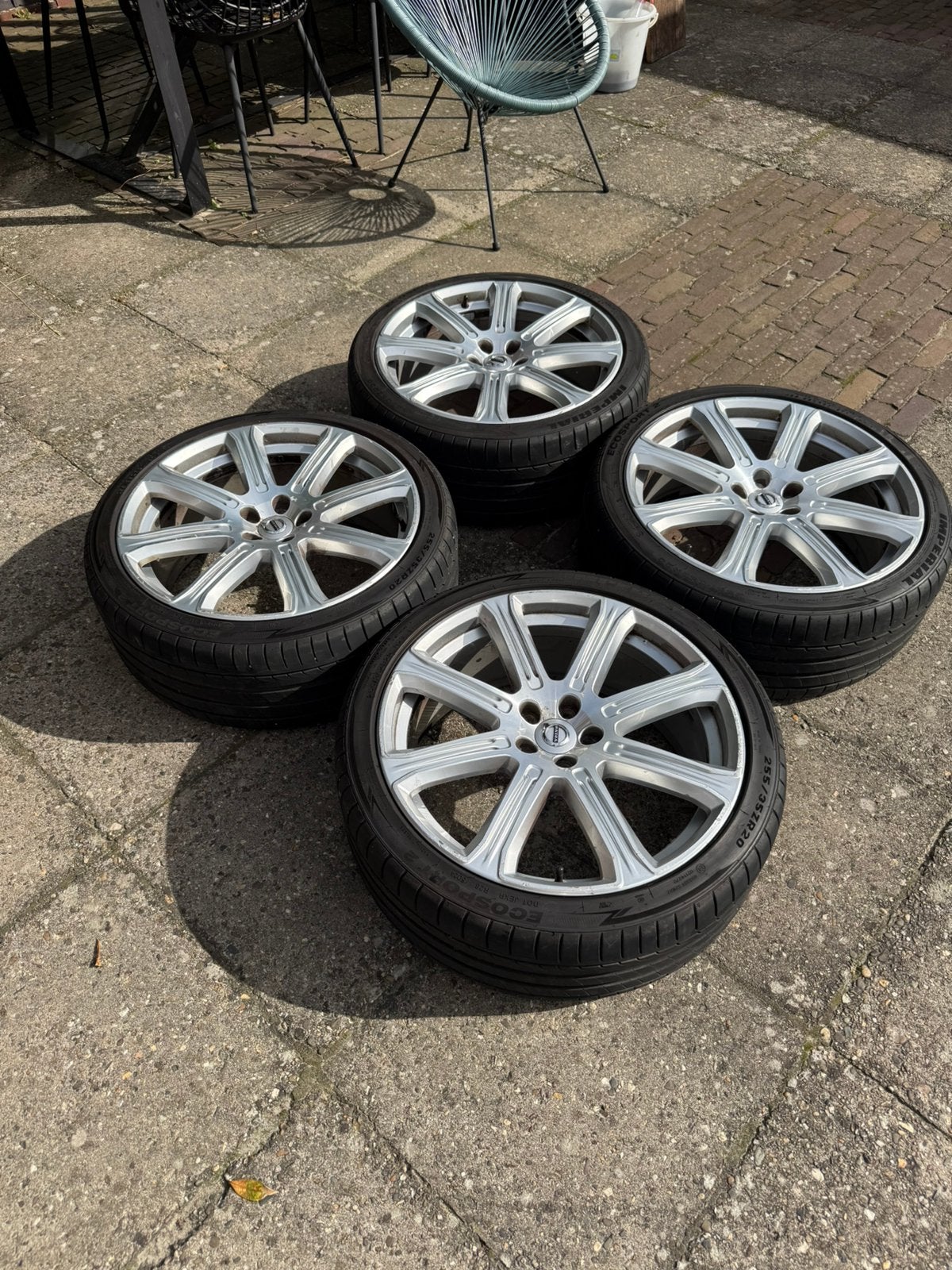 Volvo lm velgenset "8-spaaks Silver Diamond Cut" 8,5 x 20", Ophalen, 255 mm, Band(en), 20 inch