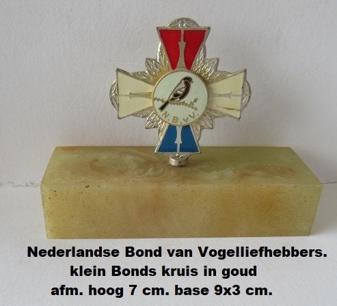 Nederlandse Bond van Vogelliefhebbers, bondskruis klein, Ophalen of Verzenden, Zo goed als nieuw