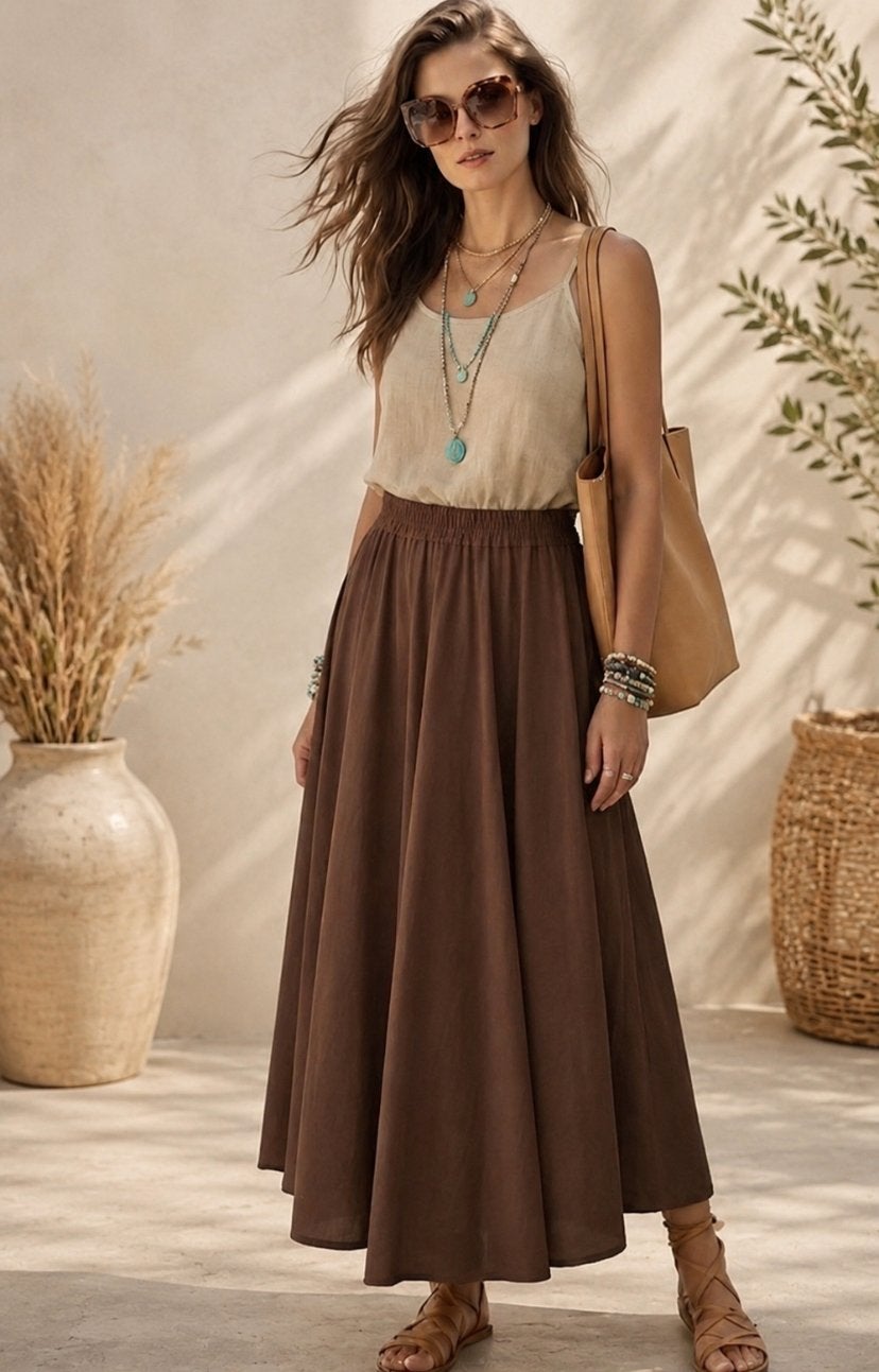 Maxi rok donker bruin, Kleding | Dames, Rokken, Maat 38/40 (M), Bruin, Nieuw, Ophalen of Verzenden