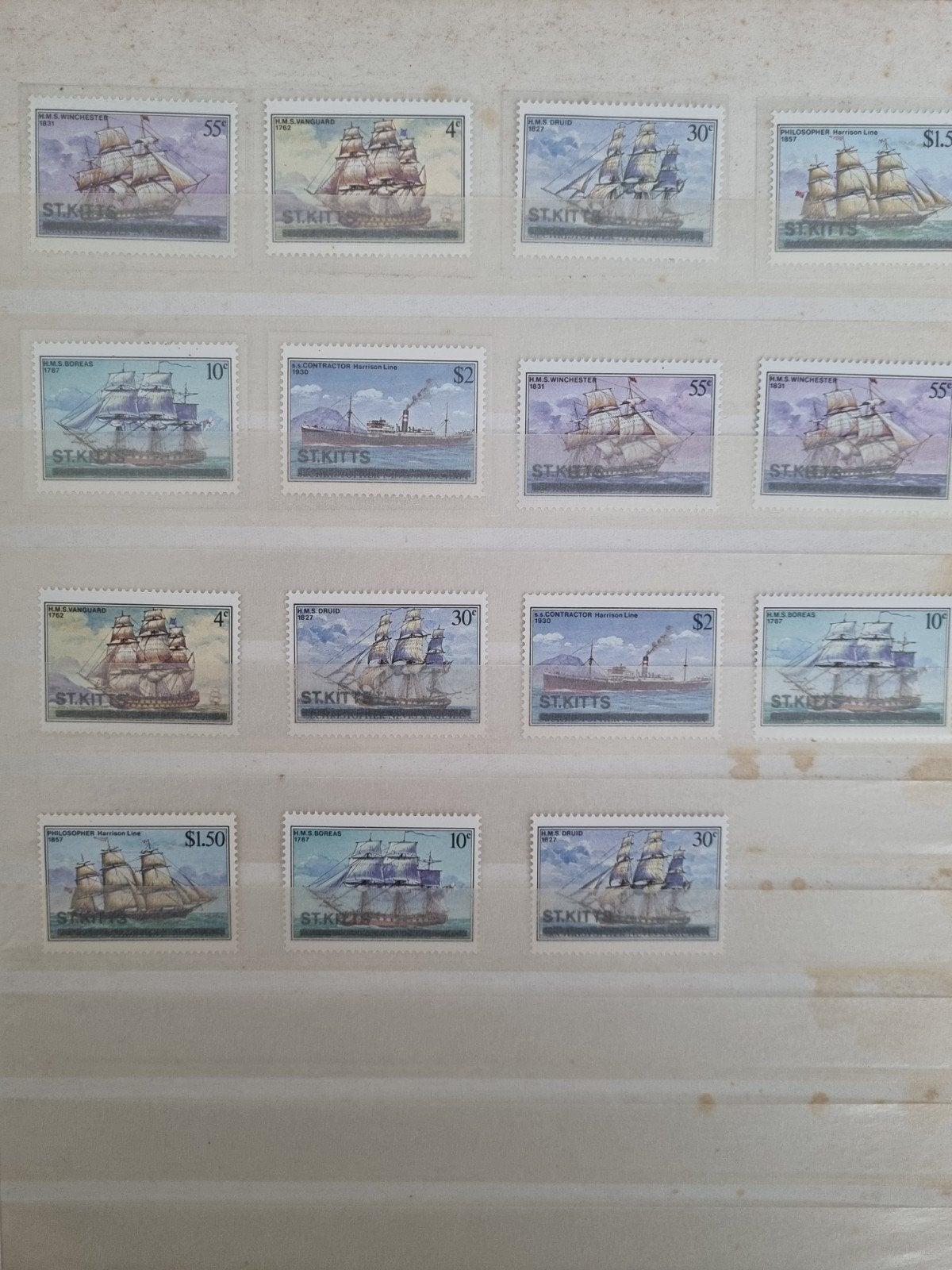 St. Kitts postzegels met schepen - Diverse waarden, Postzegels en Munten, Ophalen of Verzenden, Na 1940, Postfris