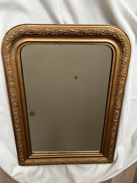 Antieke Franse Louis Philippe spiegel 19e eeuw, Ophalen, Rechthoekig, 50 tot 100 cm, Minder dan 100 cm