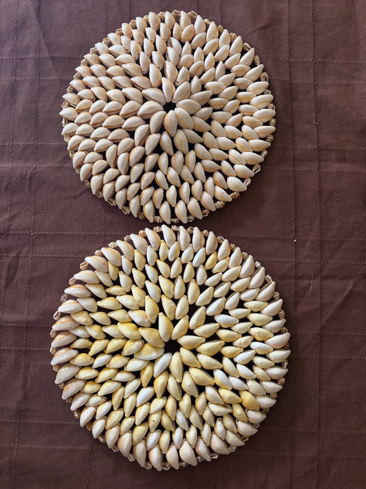 Set van 2 handgemaakte schelpen onderzetters, Glasonderzetter, Ophalen of Verzenden, Beige, Natuurlijk materiaal