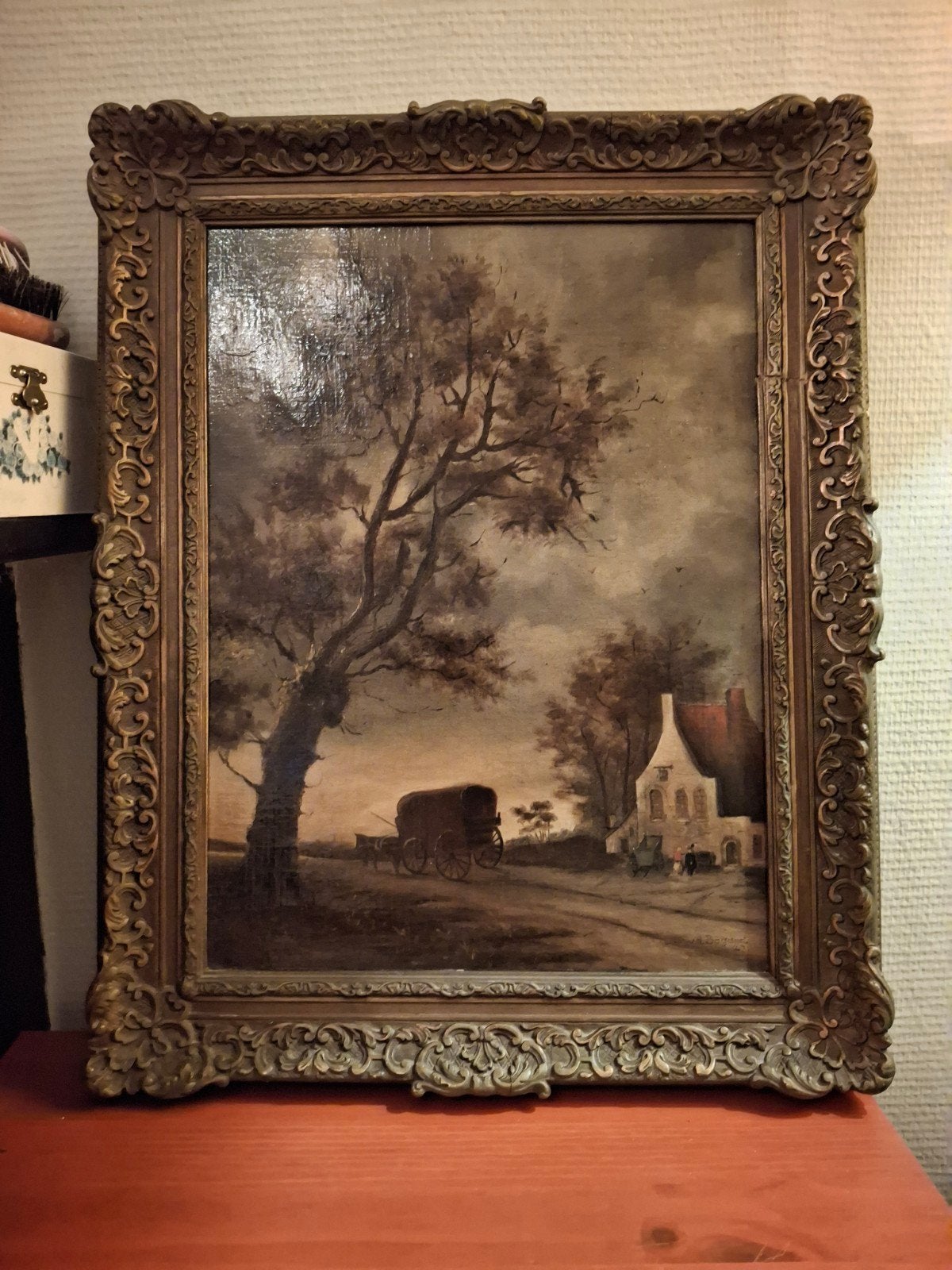 Olieverfschilderij van Vd. Bogaert, gedateerd '42, Doek, Realistisch, Gedateerd, Ophalen of Verzenden