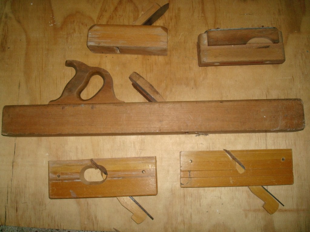 Oude houten schaven set - 5 stuks, Ophalen of Verzenden