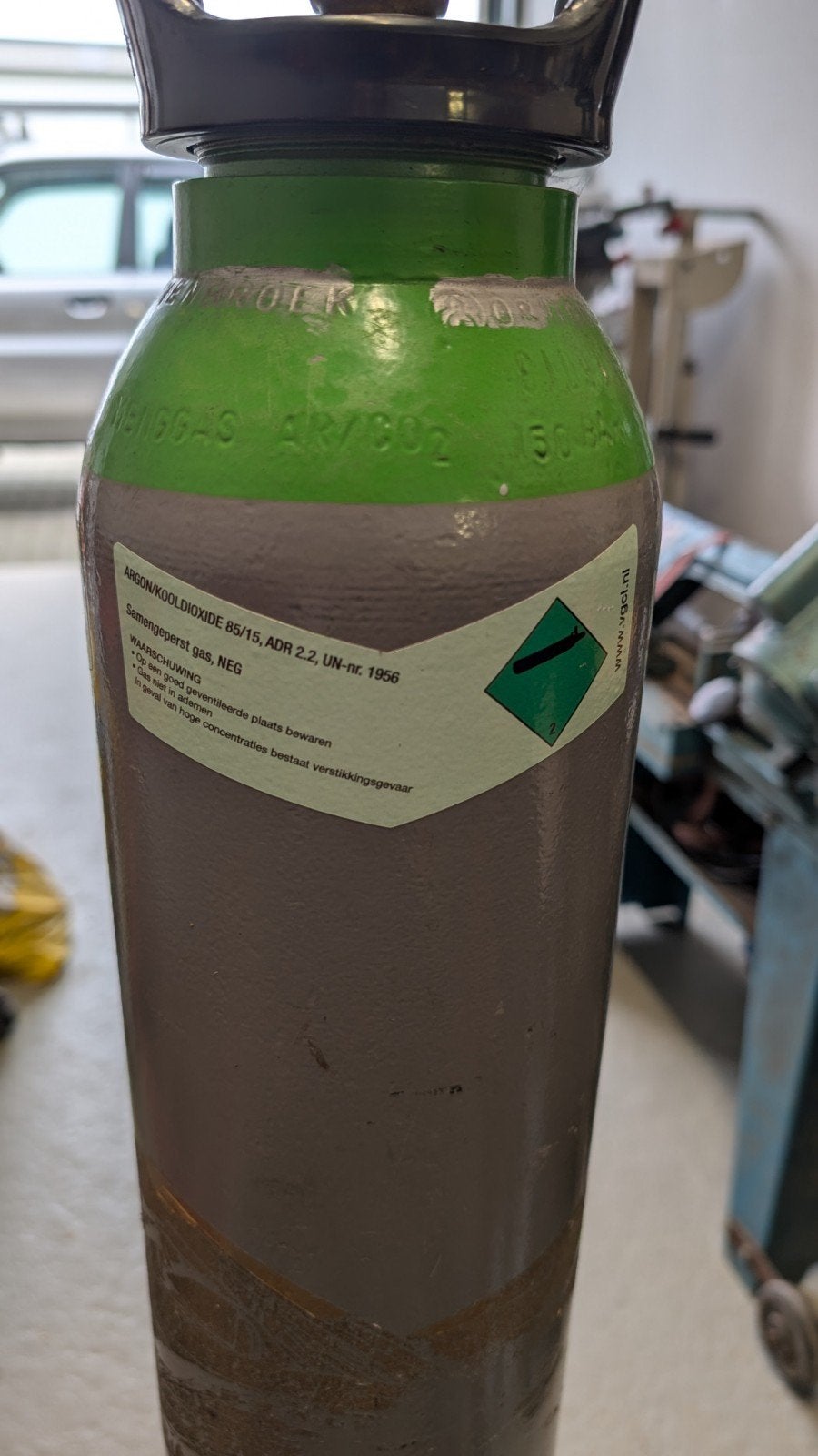 Menggas fles 13,4 liter met reduceerventiel, Ophalen, Gebruikt