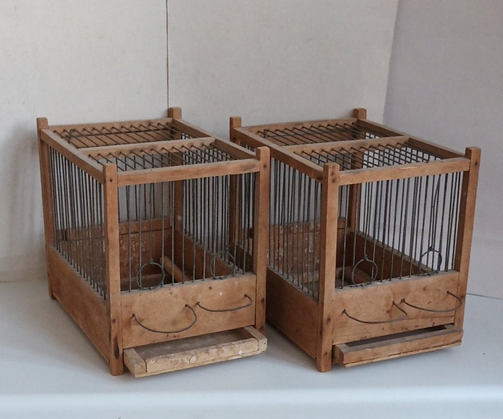 2 oude vogelkooitjes vinken waterslager kanarie parkiet, Ophalen of Verzenden, Gebruikt, Kooi-accessoires