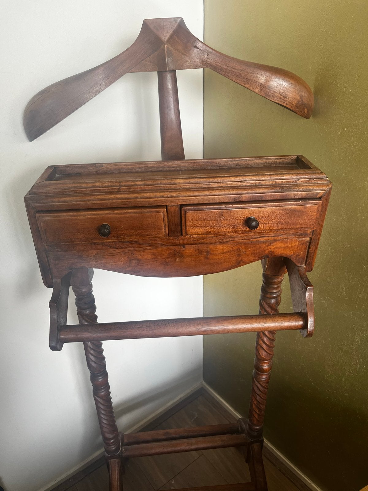 Vintage Houten Kledingrek met Lades en Kleerhanger, Ophalen