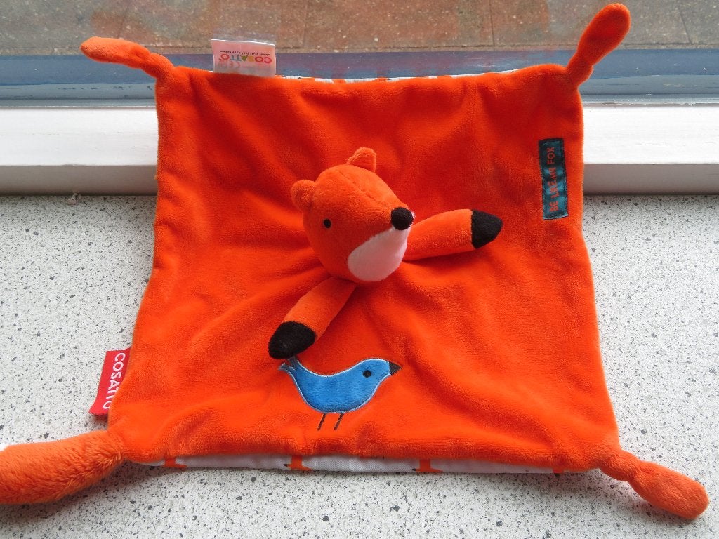 Knuffeldoek vos of vosje merk COSATTO be like mr fox, Oranje, Ophalen of Verzenden, Zo goed als nieuw, Wasbaar
