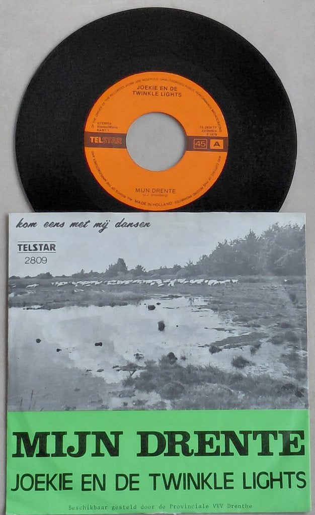 VINYL SINGLE JOEKIE EN DE TWINKLE LIGHTS - MIJN DRENTE, Gebruikt, Fotohoes, 7 inch, Ophalen of Verzenden