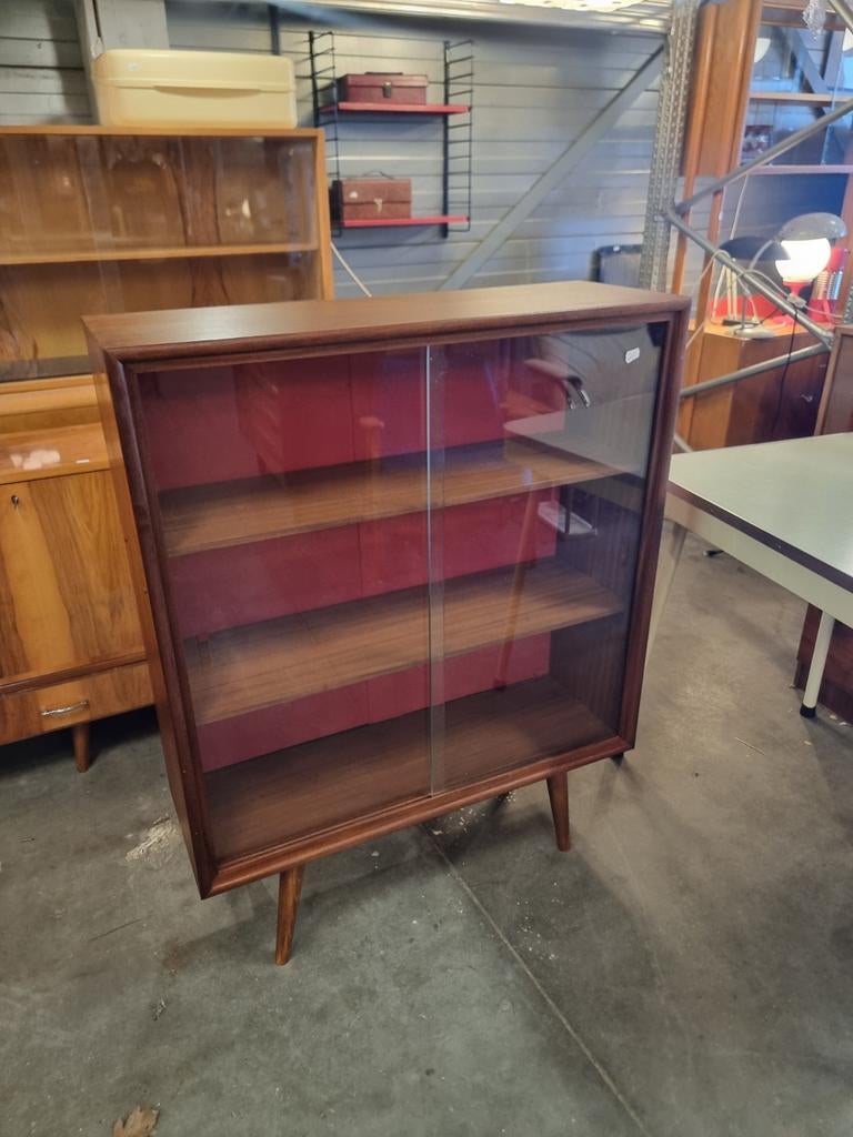 Vintage vitrinekast mid century kempkes meubelfabriek, ,, Ophalen of Verzenden, Minder dan 100 cm, ,