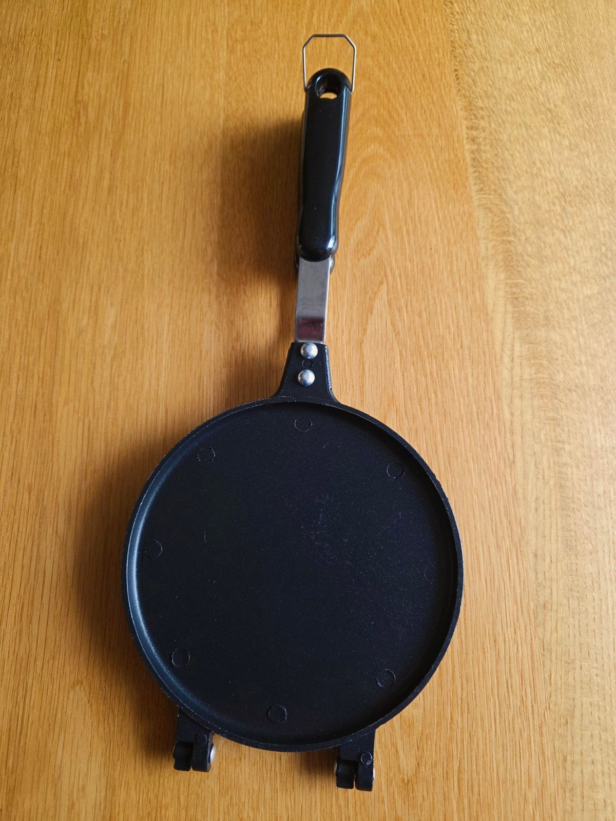 Kniepertjesijzer wafelijzer handmatig – wafelpan stroopwafel, Ophalen of Verzenden, Zo goed als nieuw