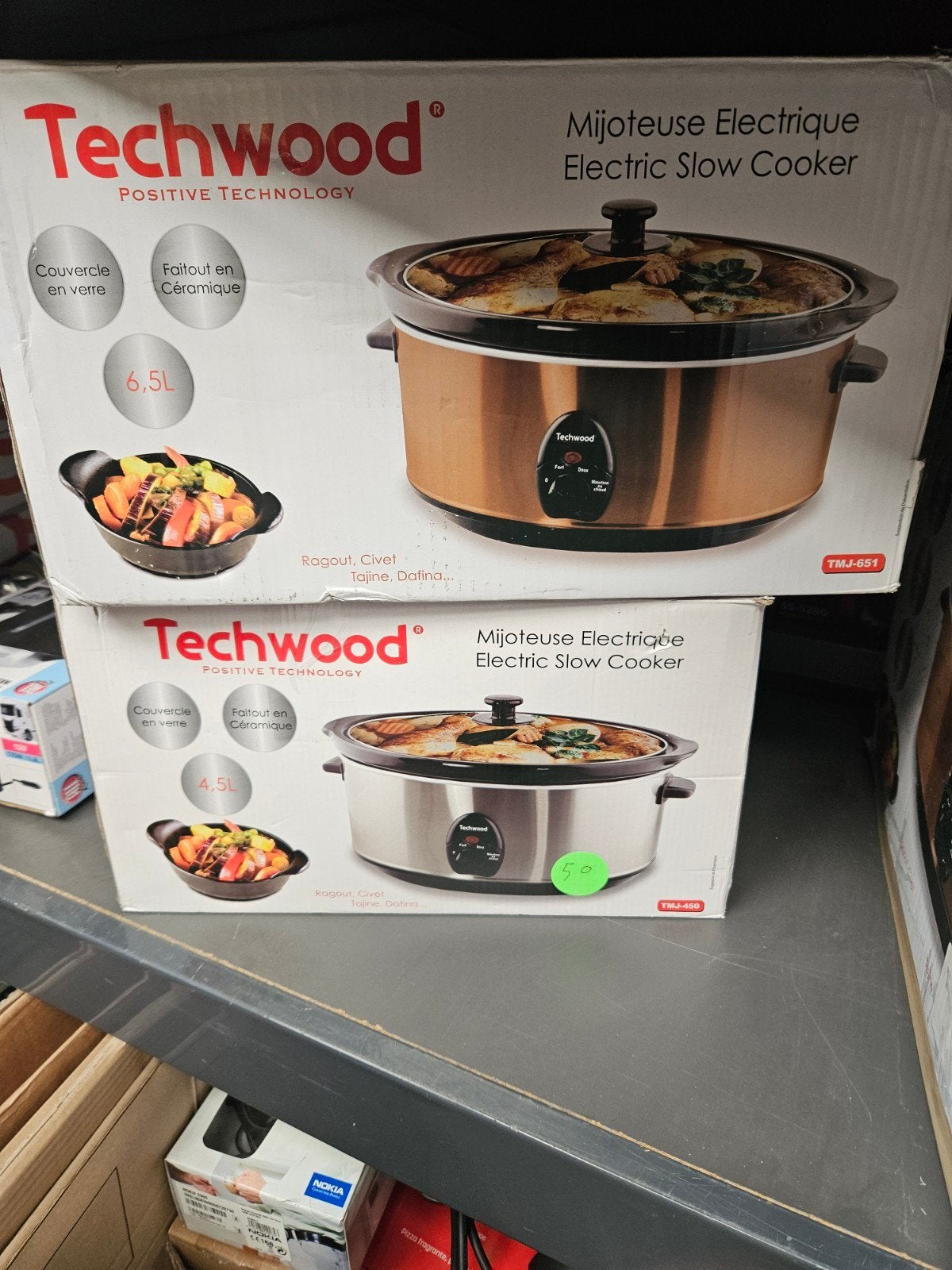 Techwood Elektrische Slowcooker - 6.5L Keramische Pan, 4 liter of meer, Ophalen, Nieuw, 2 snelheden