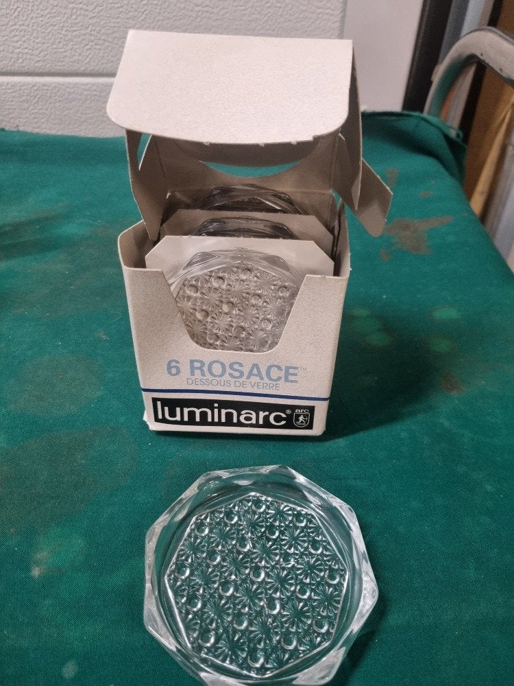 onderzetters luminarc 6x glas, Ophalen of Verzenden, 'T Olde Gre-j, Info@toldegrej.nl, Endepoelstraat 20f Didam
