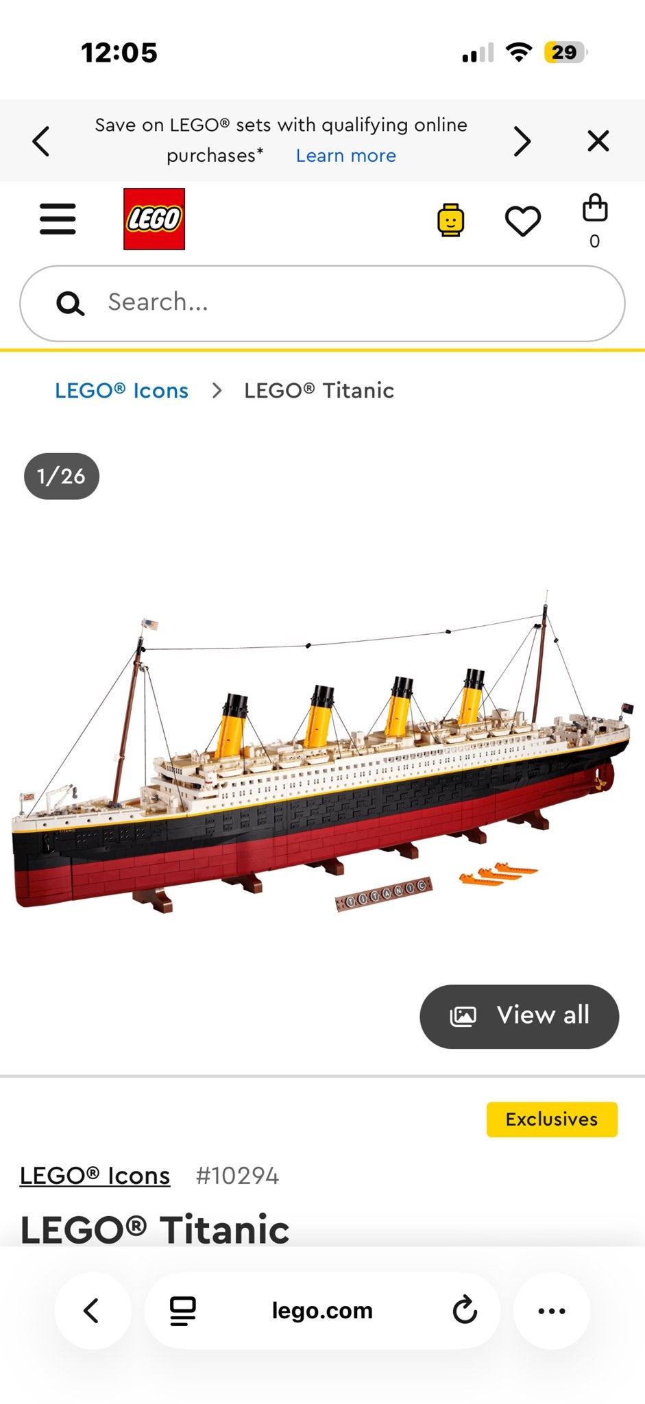 Foto 2 van LEGO Icons Titanic (10294) - Nieuw in doos