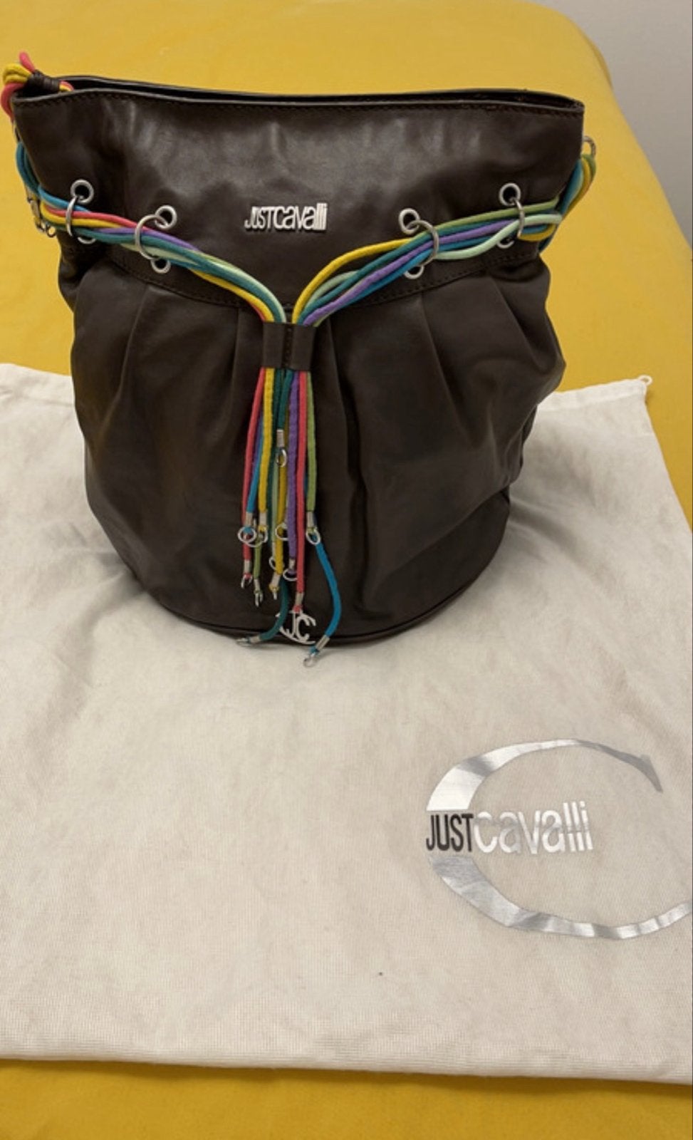 Just Cavalli tas - Bruin met kleurrijke details, Ophalen of Verzenden, Nieuw, Bruin, Handtas