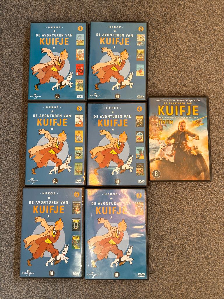 Pakket De avonturen van Kuifje 1 2 3 4 6 7 + TinTin Goede st, Avontuur, Gebruikt, Alle leeftijden, Boxset
