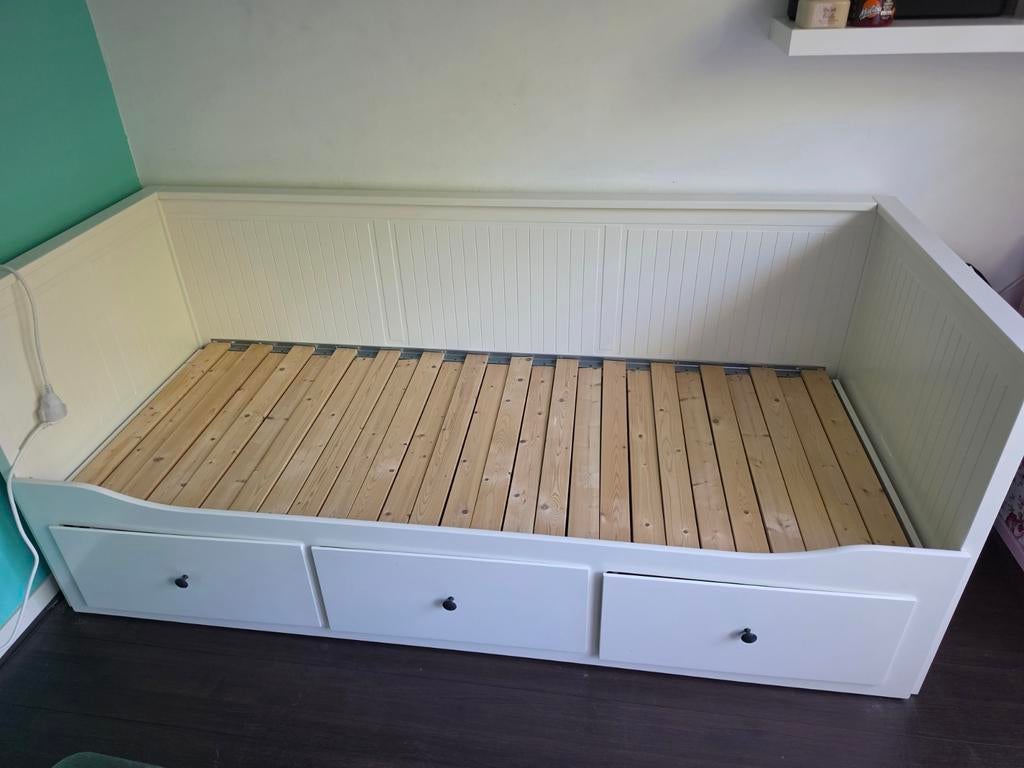 IKEA HEMNES Bedbank met 3 lades, wit, 80x200 cm, Huis en Inrichting, Slaapkamer | Bedden, Ophalen, Wit, Tweepersoons, 200 cm