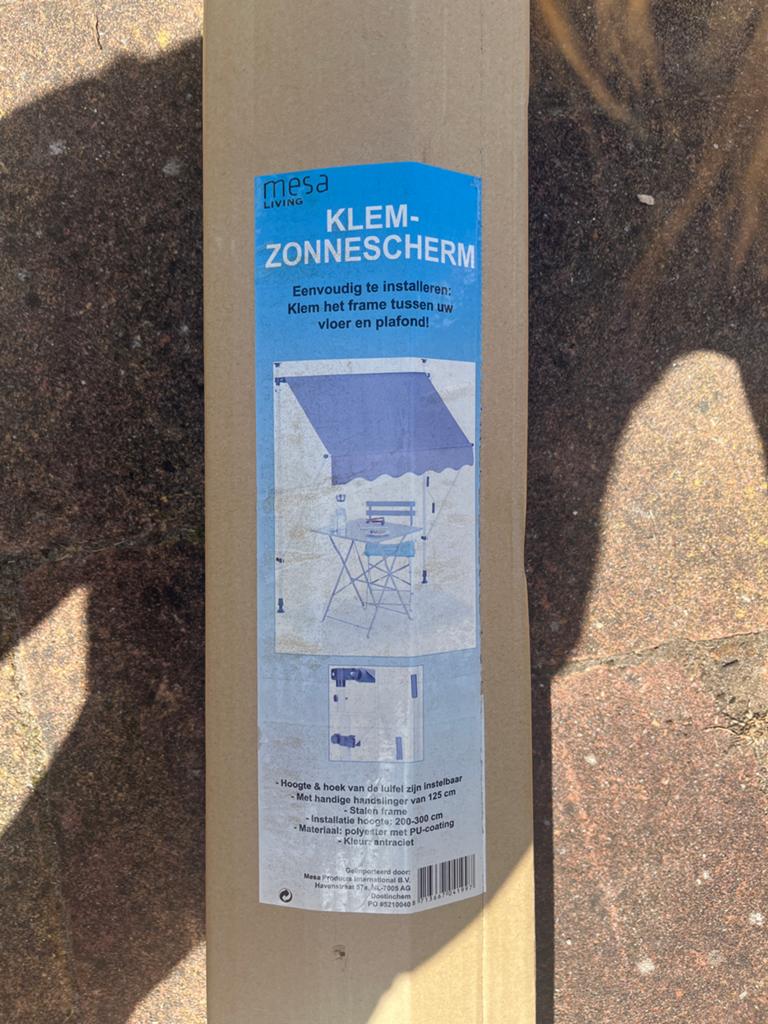 Mesa Living Klem-Zonnescherm Antraciet, Tuin en Terras, Zonneschermen, Ophalen, Overige typen, Nieuw, Minder dan 250 cm