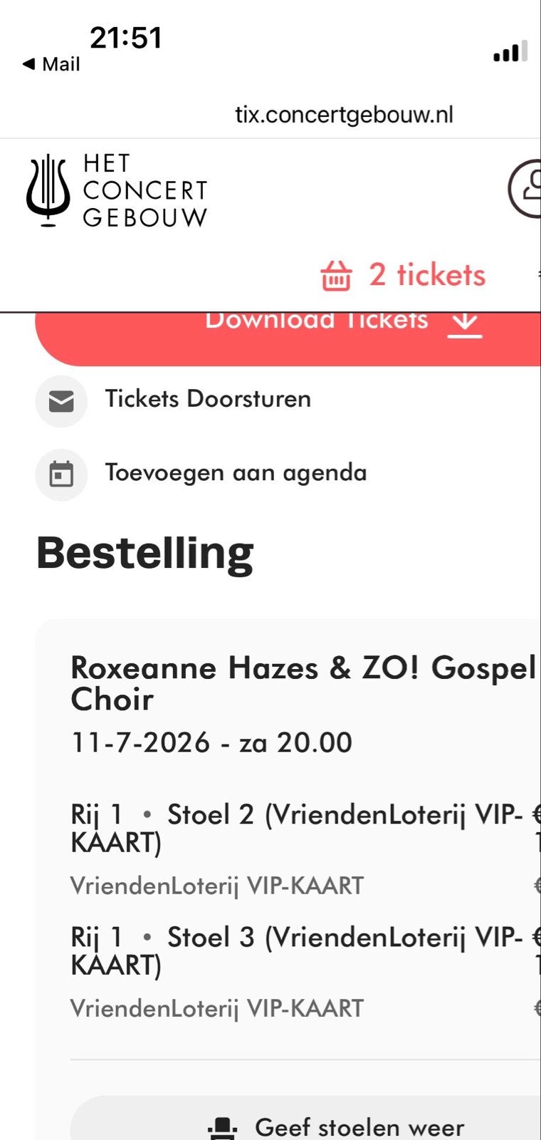 Concert gebouw Roxeanne Hazes 11/7, Twee personen, Juli