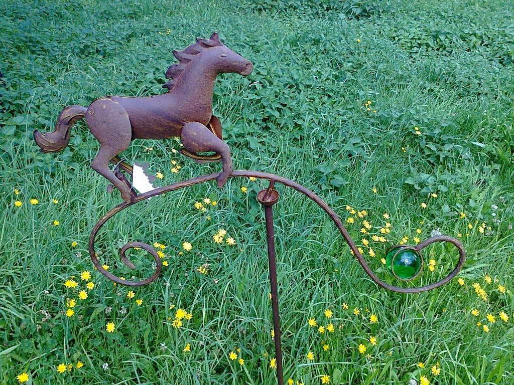 Tuinsteker, Tuinprikker, Windspel, Balans met Paard, bruin, Tuin en Terras, Tuinstekers, Ophalen of Verzenden, Nieuw