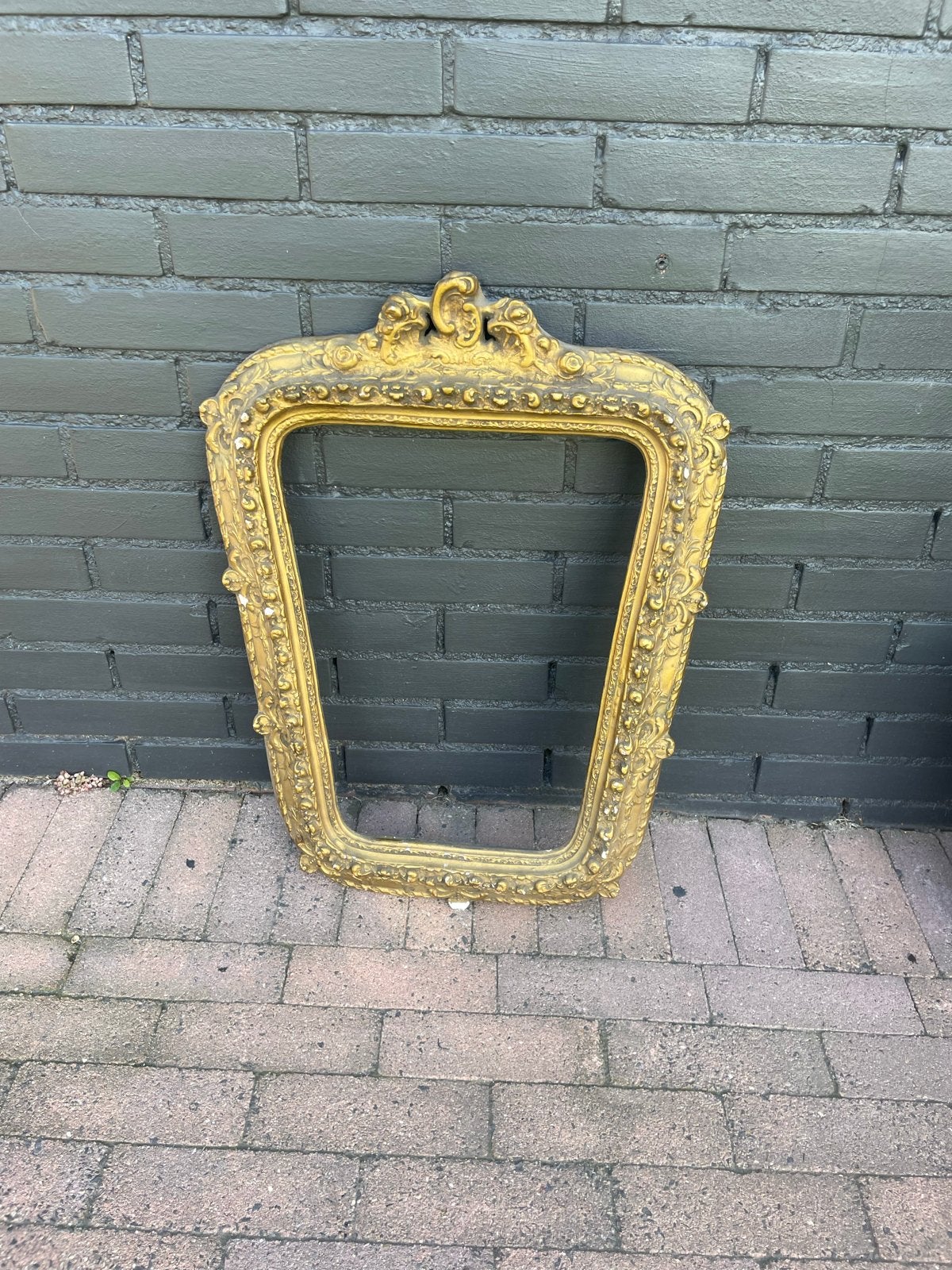 Decoratieve lijst van steen en gips voor spiegel/schilderij, Ophalen, Gebruikt, Schilderijlijst, Met sierrand
