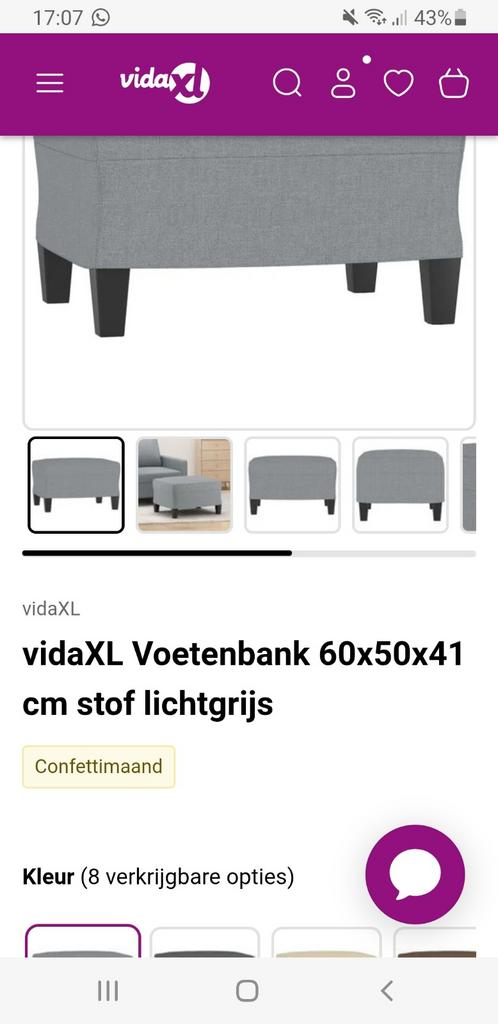 Grijs stoffen voetenbankje, Ophalen, Minder dan 50 cm, 125 cm of meer, Zo goed als nieuw