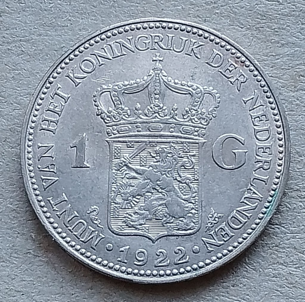 Nederland, 1 gulden 1922, 1 gulden, Zilver, Ophalen of Verzenden, Koningin Wilhelmina