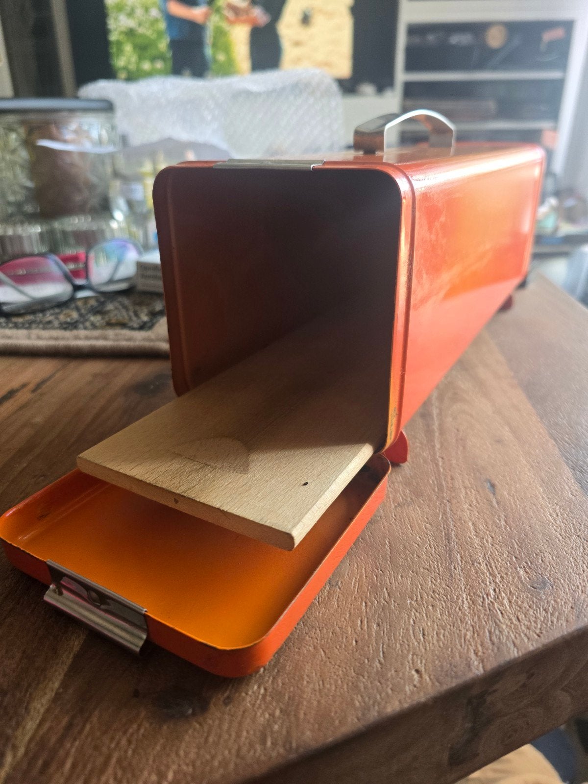 Vintage Brabantia ontbijtkoekblik oranje jaren '70, Ophalen of Verzenden