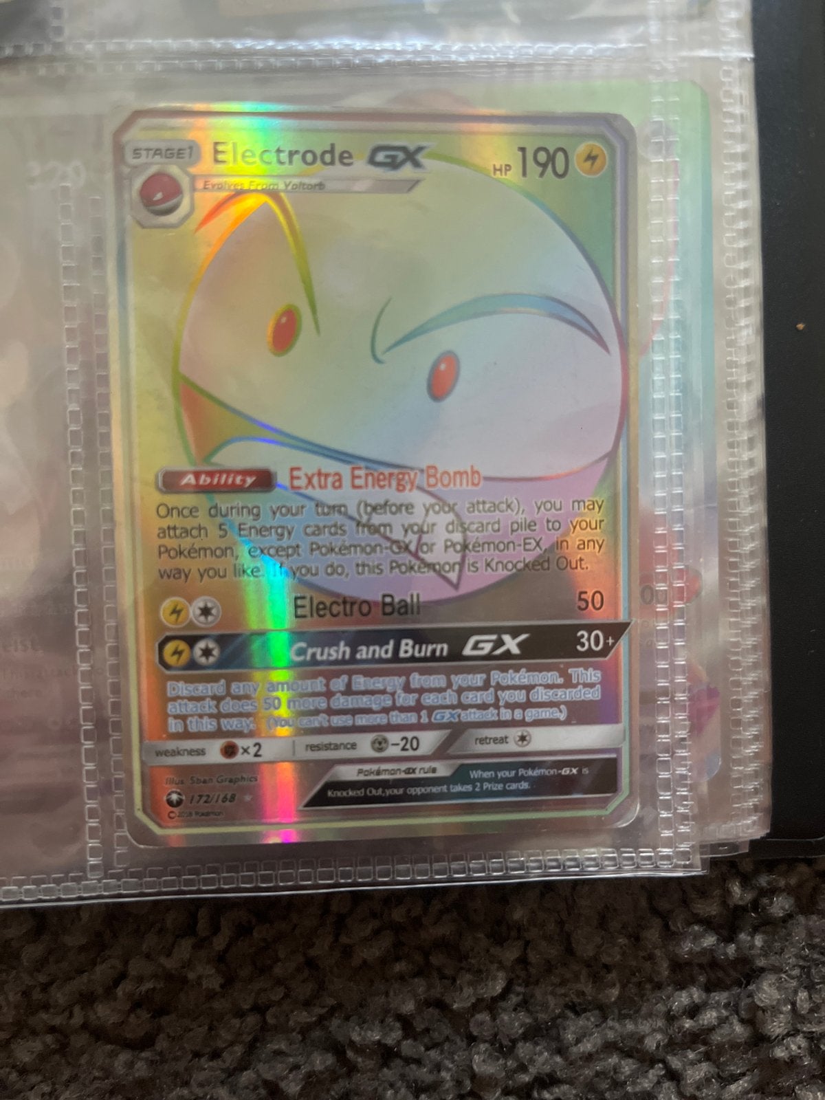 Electrode GX Full Art Rainbow Rare Pokémon Kaart, Ophalen of Verzenden, Zo goed als nieuw, Losse kaart, Foil