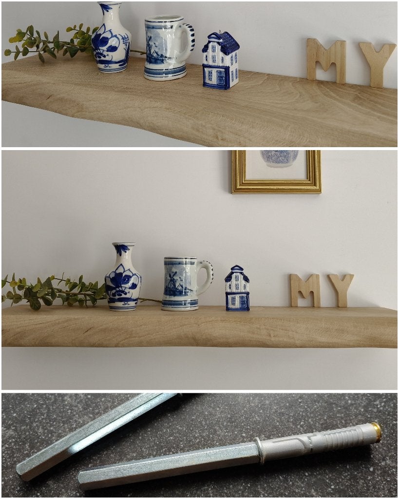 Zwevende massief eiken wandplank houten schap 56,5cm #254, Houtatelier M.Y., Info@myhoutatelier.nl, Nieuw, Ophalen of Verzenden
