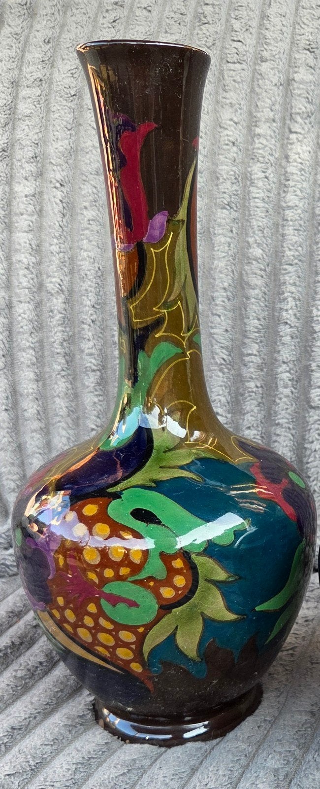 Antieke Gouda Holland vaas, handgeschilderd, Ophalen